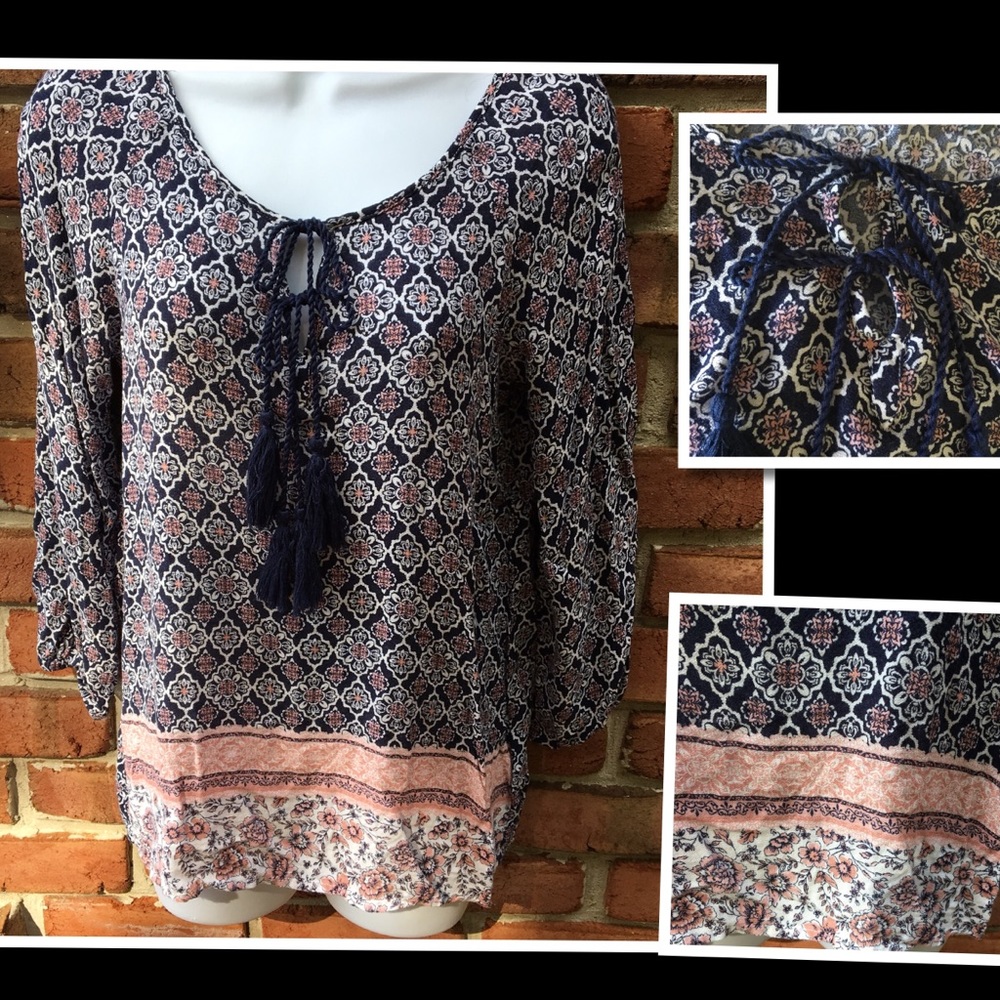 KATE & SAM Boho patterned Blouse Top size Medium